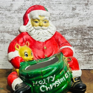 Vintage Santa Candy Bowl, vintage ceramic Santa