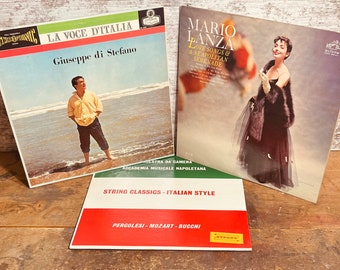 Classic Italian Records, Vintage Vinyl; Mario Lanza, Giuseppe di Stefano, and String Classics