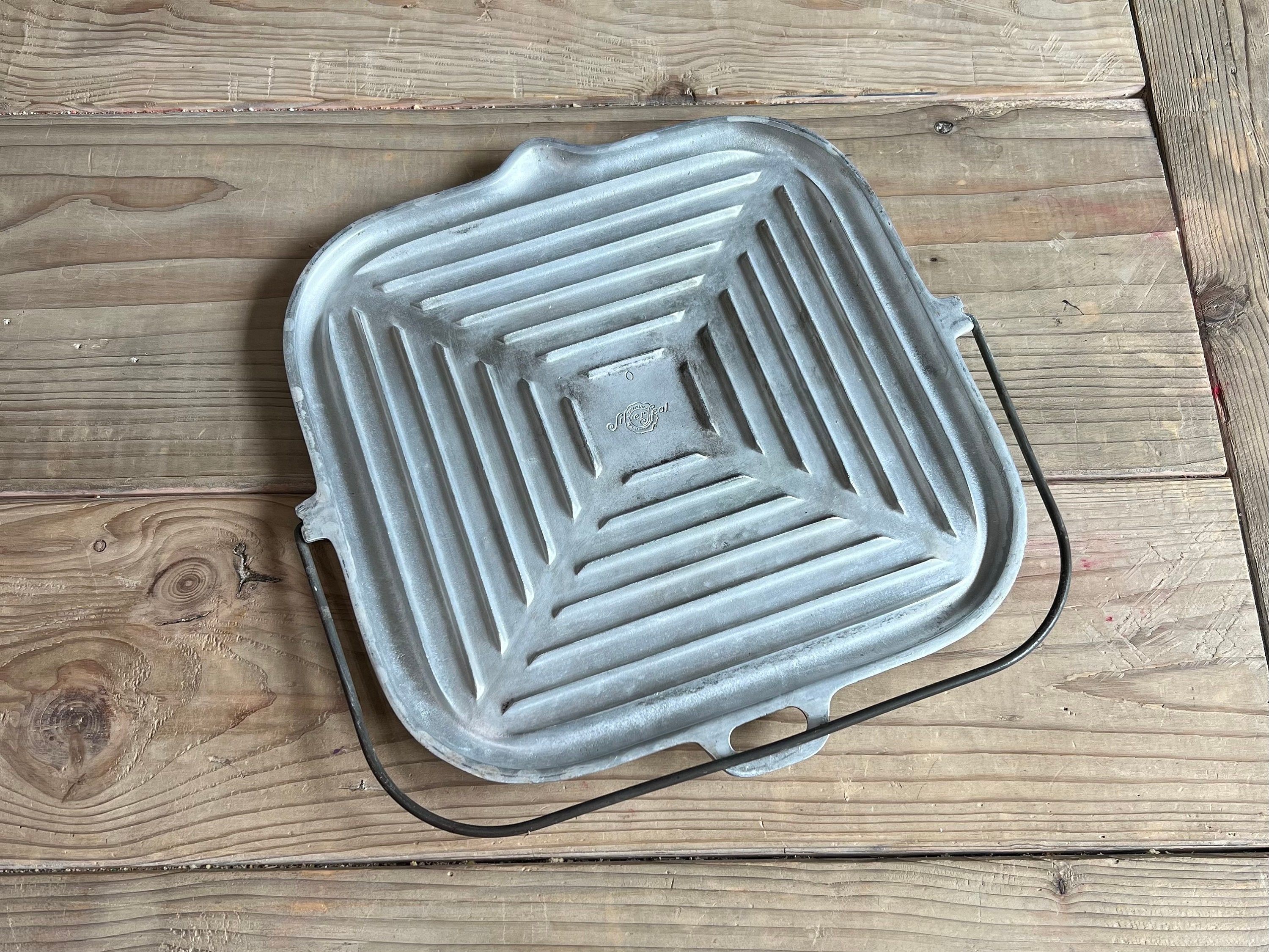 Vintage Aluminum Stove Griddle, Silver Seal Cookware, Midcentury Grill