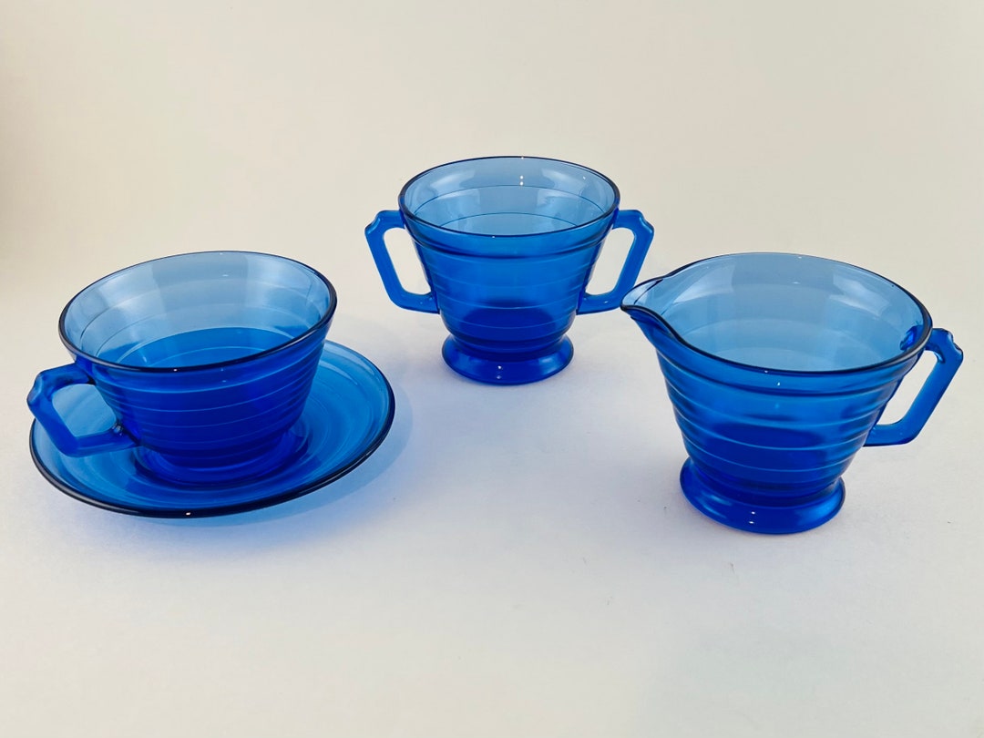 10 Piece Vintage Hazel Atlas Glassware Set Cobalt Blue Moderntone