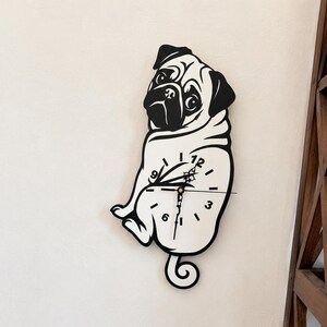Fichiers de découpe laser pour horloge carlin | Décoration murale chien à télécharger (fichiers laser)