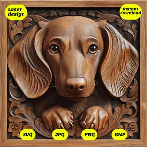 3D Laser Gravur Dackel PNG, 3D Illusion, Laser bereit, Laserbrenndatei, Glowforge-Datei, Datei zum Gravieren, Xtool-Dateien