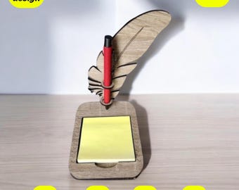 Stiftständer in Federform mit Notizblock-Design für Laser-cut, digitale Dateien, cdr, dxf, ai, svg, pdf