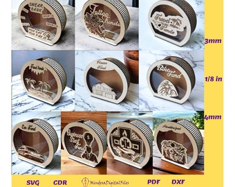 Laser-Schnitt veränderbares Bank-Design-Bundle (Digitale Dateien: cdr, dxf, ai, svg, pdf)