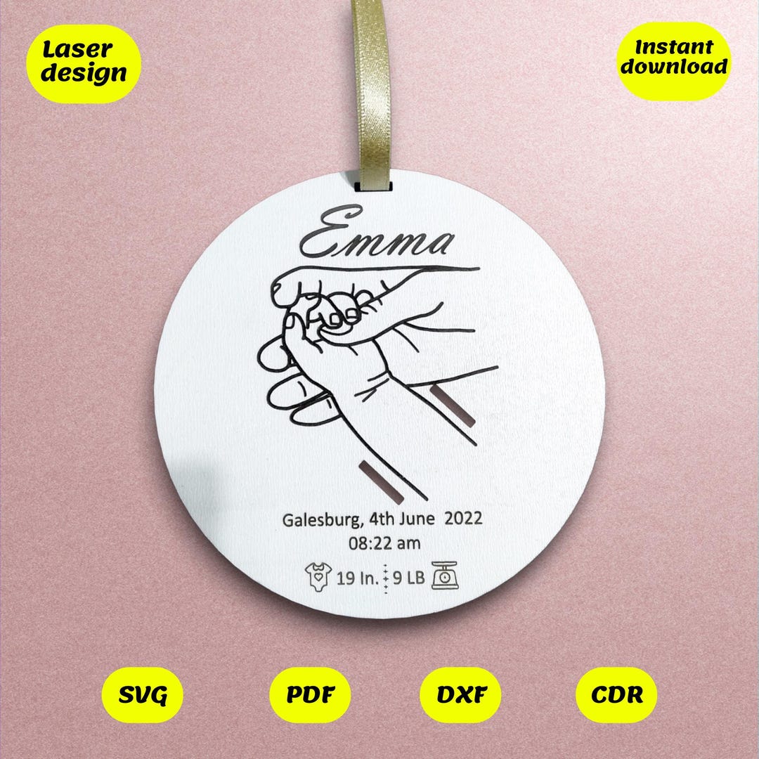 Baby Birth Stats Ribbon Hanger Laser Cut File (SVG, DXF, PDF) - Etsy