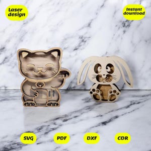 Set von 5 Tierbänken 30 cm Design für Laserschnitt, digitale Dateien, cdr, dxf, ai, svg, pdf