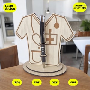 Ontwerp voor verpleegkundige pennenhouder voor lasergesneden, digitale bestanden, cdr, dxf, ai, svg, pdf