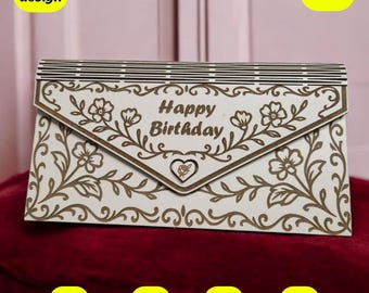 Blumen Umschlag svg | Lasercut-Datei für Geld- oder Geschenkkarten | svg dxf cdr pdf herunterladen
