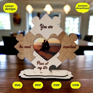 File laser per cornici per foto puzzle, file per taglio laser, file svg, file glowforge, file xtool, file per laser, file di San Valentino, design della cornice
