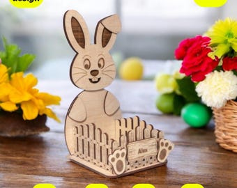 Påskharekorg svg | laserskuren fil för glowforge, xtool, cnc | svg dxf cdr pdf nedladdning