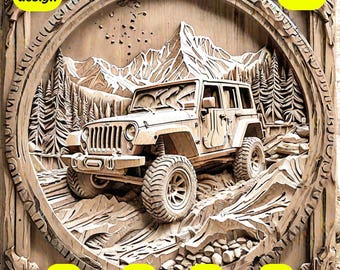 3D Illusion Jeep SVG-Datei | Off-Road Laser Brand Design (png, svg, jpg)