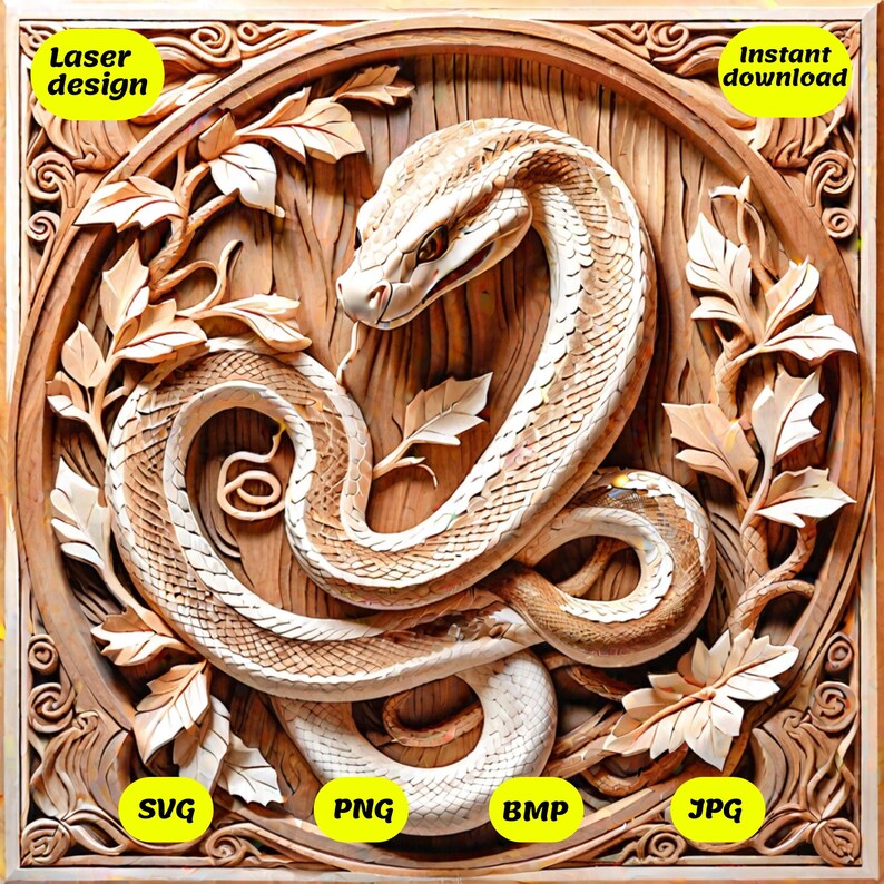 3D Laser Engrave Snake 2 PNG, 3D Illusion, Laser Ready , Laser Burn ...