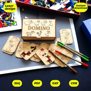 domino game svg | laser cut file with box for glowforge, xtool, cnc | svg dxf cdr ai pdf download
