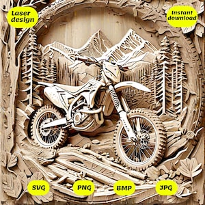 Gravure laser 3D vélo tout-terrain PNG, illusion 3D, prêt pour le laser, fichier laser, fichier glowforge, fichier à graver, fichiers xtool