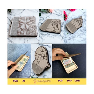 Set von 6 Biege-Geschenk-Boxen-Design für Laser-cut, digitale Dateien, cdr, dxf, ai, svg, pdf, Glowforge-Dateien, Laser-Datei-Rechnung
