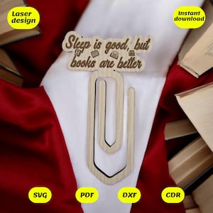 sleep is good bookmark svg | laser cut clip design for glowforge, xtool, cnc | svg dxf cdr pdf