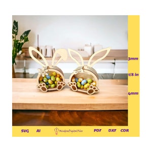 Easter bunny candy box designs for laser cut, digital files, cdr, dxf, ai, svg,pdf