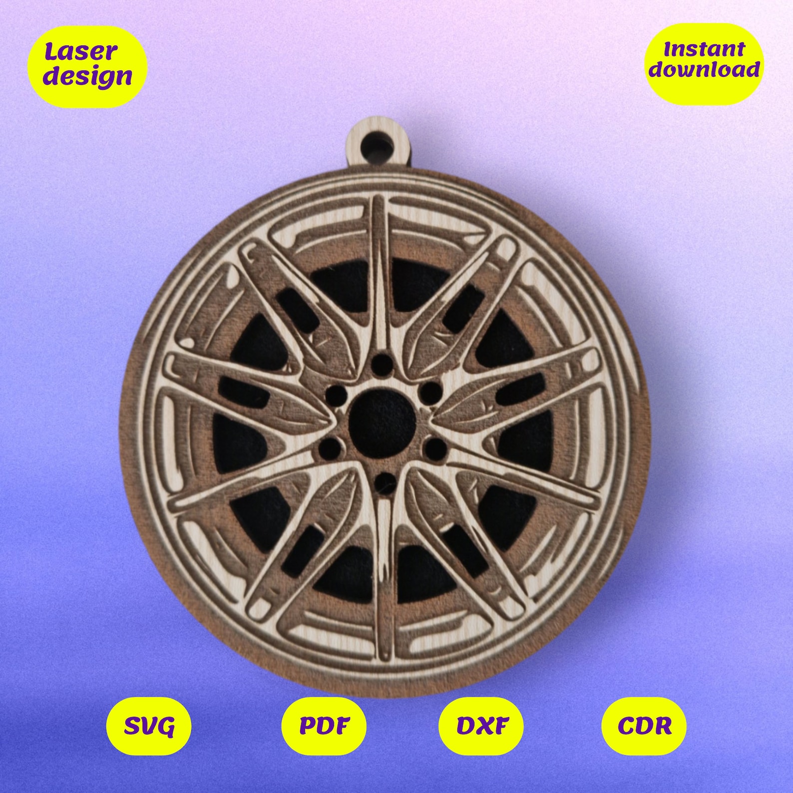 Car Rim Air Freshener Laser Cut File, CNC SVG Design (digital Download ...