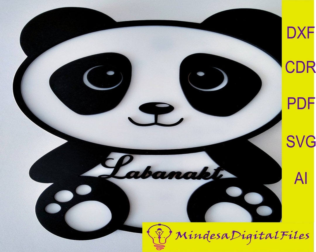 Panda Shape Lamp Design for Laser Cut, Cnc, Digital Files, Cdr, Dxf, Ai ...
