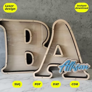 letter bank svg set | 20cm a-z alphabet money box laser cut files + bonus | svg dxf cdr ai pdf