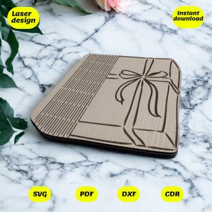Wraped gift box  design for laser cut, digital files, cdr, dxf, ai, svg,pdf, glowforge files, laser file bill