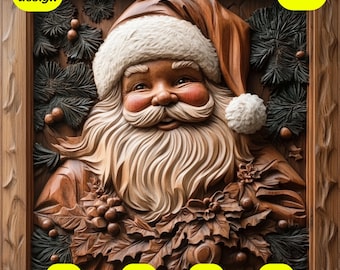 3D Christmas Santa Laser Engrave File, Glowforge Xtool (png, svg, jpg, bmp)