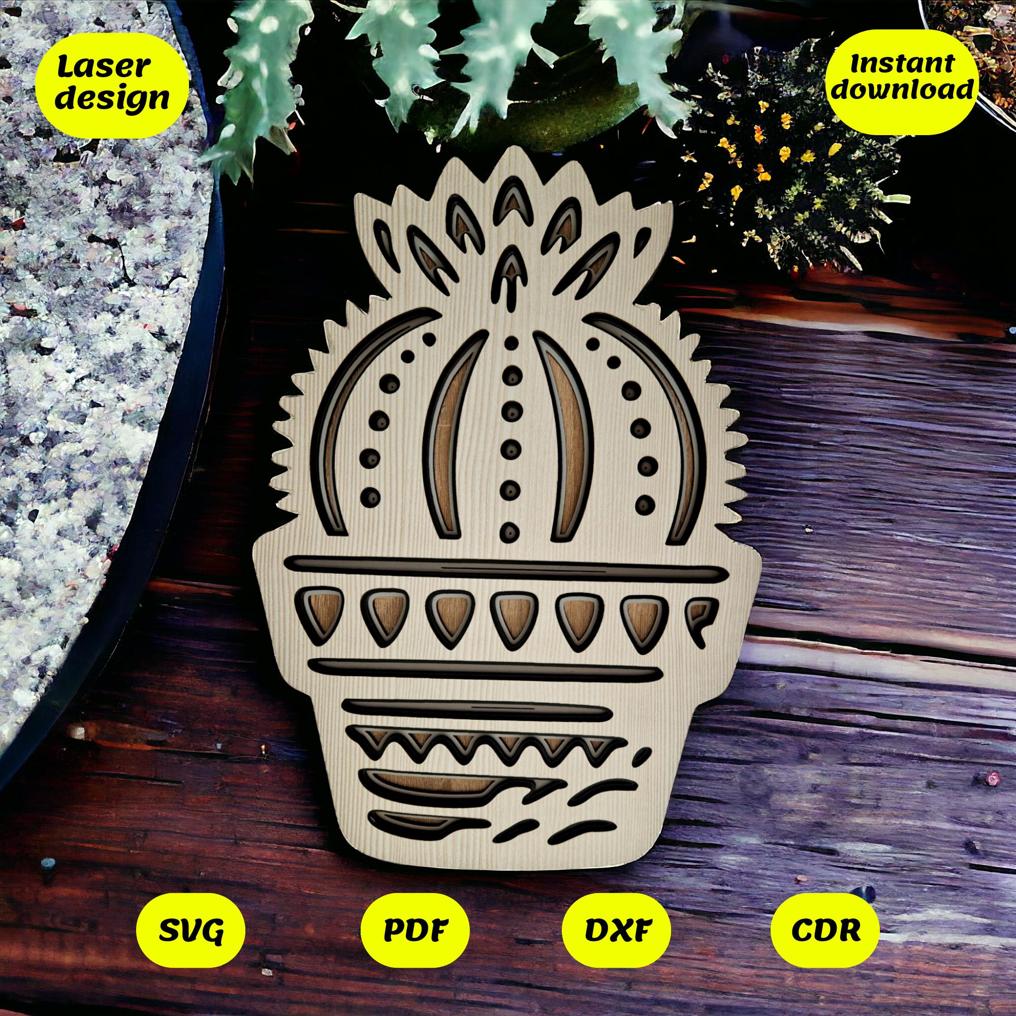 4 Layers Cactus Design for Laser Cut, Laser Files, Laser Wall Art ...