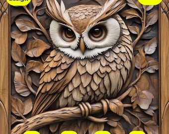 3D laser engrave owl PNG, 3D Illusion, Laser Ready , laser burn file, glowforge file, file for engrave, xtool files