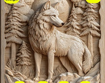 3D Wolf Engraving: Laser Cut File for Glowforge, xTool (Digital Download)