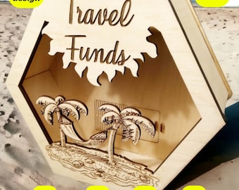 Travel Fund Piggy Bank SVG | Vacation Savings Box Laser Cut File | Money Box SVG | Adventure Fund Jar | Plywood Acrylic Laser File |