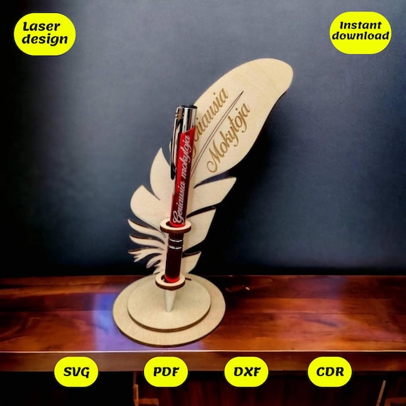 Feather Pen Stand Svg Laser Cut File for Glowforge, Xtool, Cnc