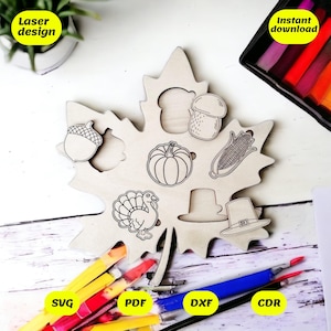 Thanksgiving puzzle design for laser cut, cnc, digital files, cdr, dxf, ai, svg,pdf