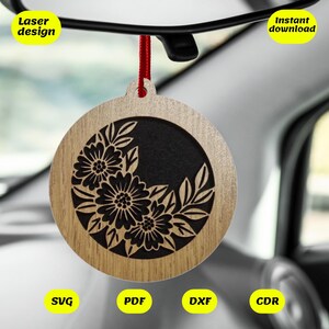 Floral Air Freshener Laser Cut File, Glowforge SVG Design