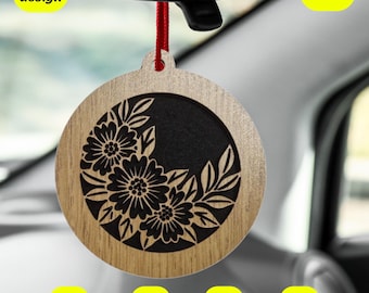 Floral Air Freshener Laser Cut File, Glowforge SVG Design