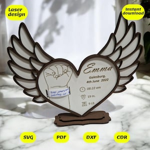 Baby Geburt Band Rahmen svg | Laserschnittdatei für glowforge, xtool, cnc | svg dxf pdf cdr herunterladen