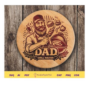 Papa grill maître svg | fichier de gravure laser pour planche à découper pour glowforge, xtool | svg dxf png ai pdf