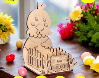 Diseño de pollito de Pascua para corte láser, archivos láser de Pascua, archivos Glowforge, archivos de corte láser, archivos SVG, diseño láser