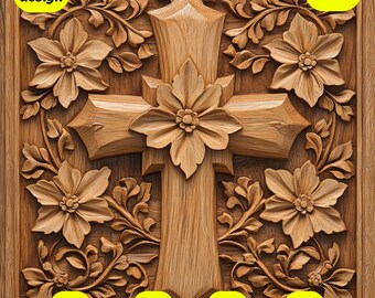 3D Lasergravur florales Kreuz PNG, 3D Illusion, Laser Ready, Laserbrenndatei, Glowforge-Datei, Datei zum Gravieren von Blumen, Xtool-Dateien