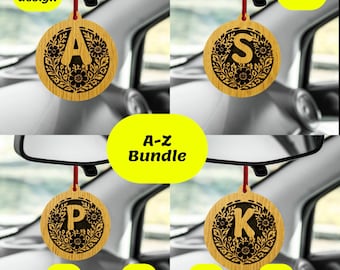 Floral A-Z Auto Lufterfrischer svg | Ornament Laserschnitt Dateien |  Kleiderbügel Motiv | glowforge, xtool, cnc | cdr dxf pdf herunterladen