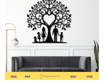Set of 30 family wall art designs for laser cut, cnc, digital files, cdr, dxf, ai, svg,pdf