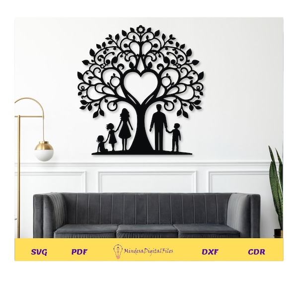 Set of 30 family wall art designs for laser cut, cnc, digital files, cdr, dxf, ai, svg,pdf