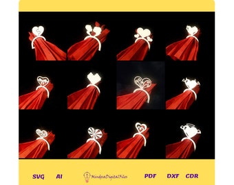 Laser Cut Valentines Serviettenringe: 12er Set (Digitale Dateien)