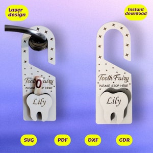 Accroche-porte design fée des dents pour découpe laser, fichiers numériques, cdr, dxf, ai, svg, pdf