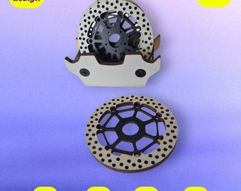 Bremsscheiben Untersetzer mit Stand Laser Design, Laserdateien, Lasersvg, Dateien für den Laserschnitt, Glowforge-Dateien, Xtool-Dateien, Lichtbranddateien