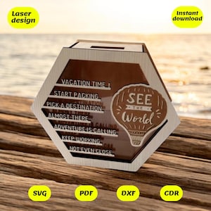 Vacation funds design for laser cut, digital files,cdr, dxf, ai, svg,pdf