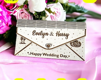 Laser Cut Wedding Gift Envelope Template (svg dxf cdr pdf)