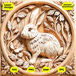 3D Laser gravieren Osterhase PNG, 3D Illusion, Laser bereit, Laser-Datei, Glowforge-Datei, Datei zum gravieren, xtool-Dateien