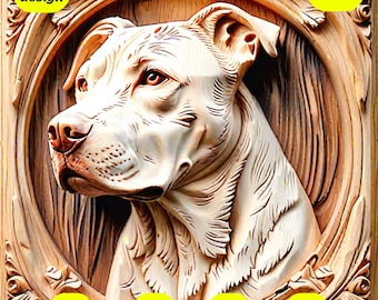 3D laser engrave pitbull PNG, 3D Illusion, Laser Ready , laser burn file, glowforge file, file for engrave, xtool files