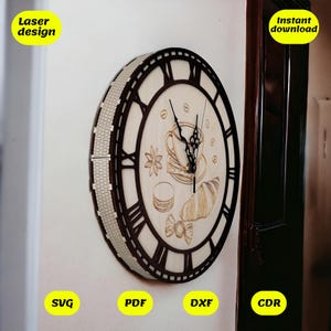 coffee wall clock svg | laser cut file for glowforge, cnc, xtool | svg dxf cdr ai pdf download