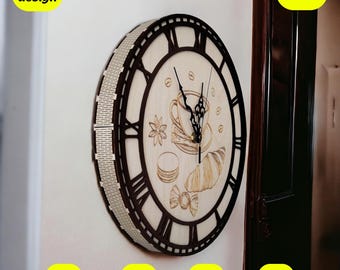 coffee wall clock svg | laser cut file for glowforge, cnc, xtool | svg dxf cdr ai pdf download